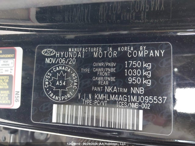12629810 :رقم المزاد ، KMHLM4AG1MU095537 vin ، 2021 Hyundai Elantra Preferred Ivt With Sun And Tech Package مزاد بيع