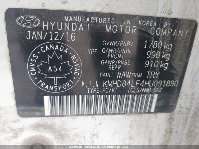 Aukcja sprzedaży 2017 Hyundai Elantra Se/value/limited, vin: KMHD84LF4HU091890, numer aukcji: 12629828