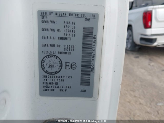 Aukcja sprzedaży 2015 Nissan Nv200 2.5s/2.5sv, vin: 3N6CM0KN6FK713624, numer aukcji: 12629832