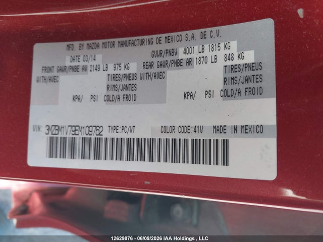 12629876 :رقم المزاد ، 3MZBM1V79EM109762 vin ، 2014 Mazda Mazda3 مزاد بيع