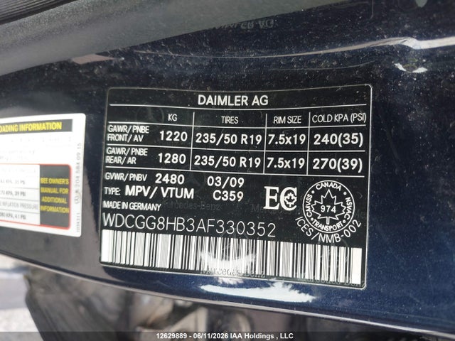12629889 :رقم المزاد ، WDCGG8HB3AF330352 vin ، 2010 Mercedes-benz Glk 350 4matic مزاد بيع