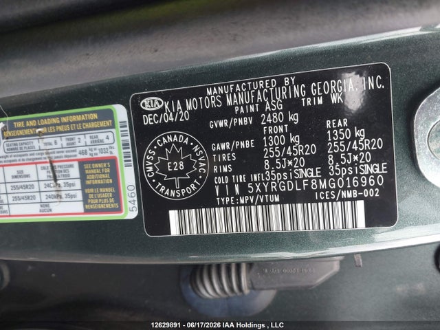 KIA SORENTO LX 2021 5XYRGDLF8MG016960 Image 9