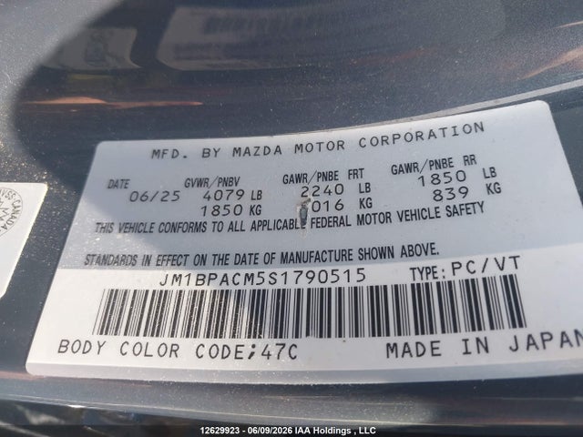 12629923 :رقم المزاد ، JM1BPACM5S1790515 vin ، 2025 Mazda 3 Preferred مزاد بيع