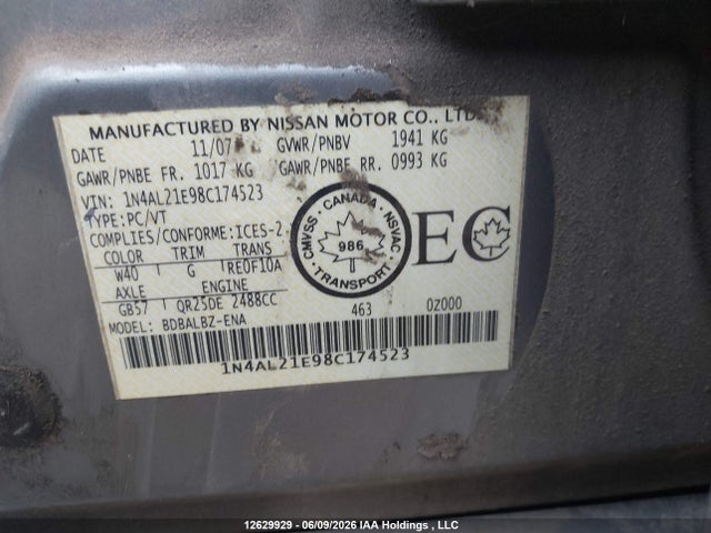 Aukcja sprzedaży 2008 Nissan Altima 2.5/2.5s, vin: 1N4AL21E98C174523, numer aukcji: 12629929