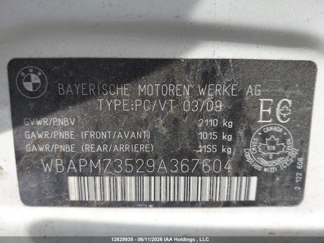 Продаж на аукціоні авто 2009 Bmw 335i, vin: WBAPM73529A367604, номер лоту: 12629938