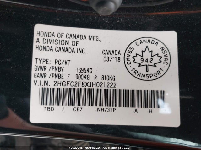 2018 Honda Civic მანქანა იყიდება აუქციონზე, vin: 2HGFC2F8XJH021222, აუქციონის ნომერი: 12629945