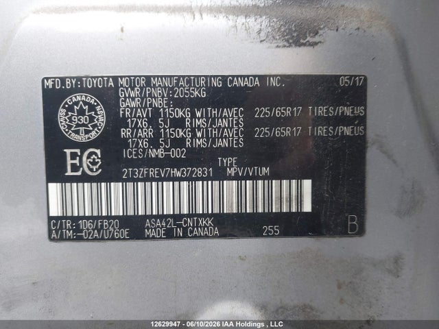 2T3ZFREV7HW372831 Toyota RAV4 LE