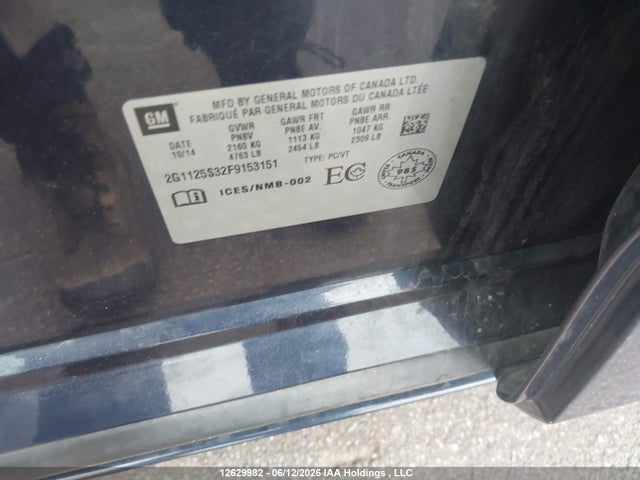 12629982 :رقم المزاد ، 2G1125S32F9153151 vin ، 2015 Chevrolet Impala Lt مزاد بيع