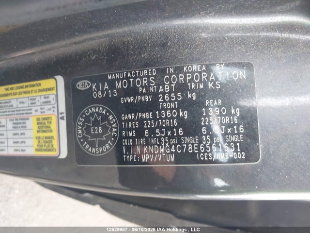 Aukcja sprzedaży 2014 Kia Sedona Lx/lx Convenience, vin: KNDMG4C78E6561631, numer aukcji: 12629987