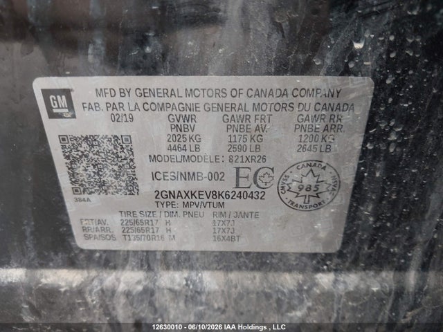 Chevrolet EQUINOX LT 2019 2GNAXKEV8K6240432 Image 9