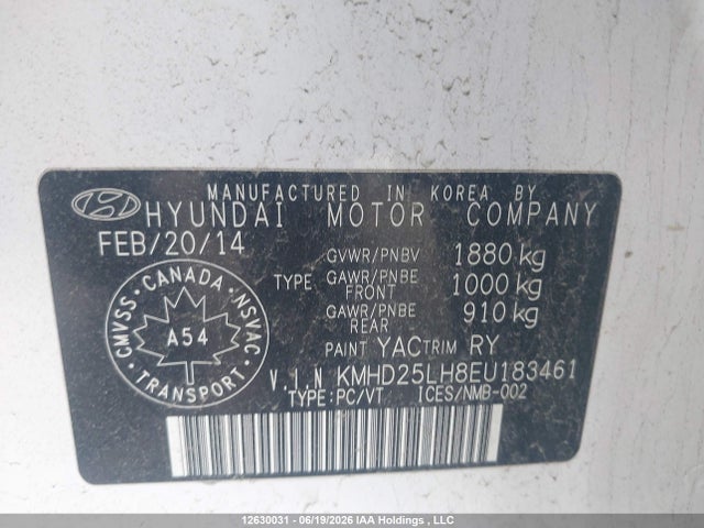 Aukcja sprzedaży 2014 Hyundai Elantra, vin: KMHD25LH8EU183461, numer aukcji: 12630031