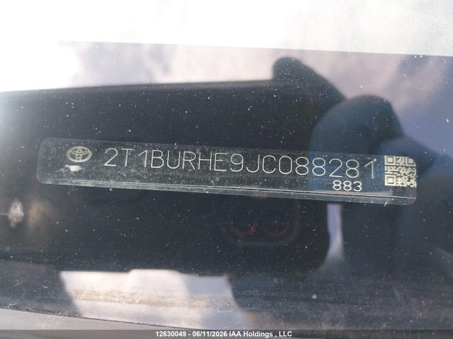2018 Toyota Corolla L/le/xle/se/xse მანქანა იყიდება აუქციონზე, vin: 2T1BURHE9JC088281, აუქციონის ნომერი: 12630049