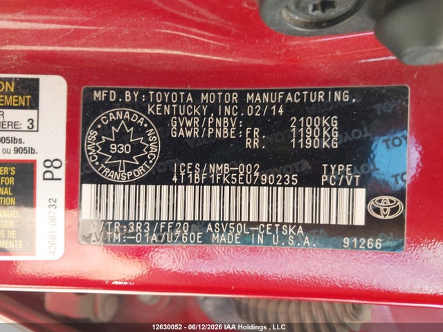 4T1BF1FK5EU790235 Toyota CAMRY SE