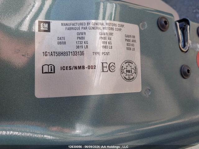 2009 Chevrolet Cobalt Lt მანქანა იყიდება აუქციონზე, vin: 1G1AT58H897133136, აუქციონის ნომერი: 12630056