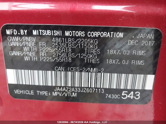 JA4AZ2A33JZ607113 Mitsubishi Outlander Es