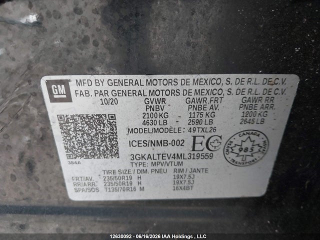 Продажа на аукционе авто 2021 Gmc Terrain, vin: 3GKALTEV4ML319559, номер лота: 12630092