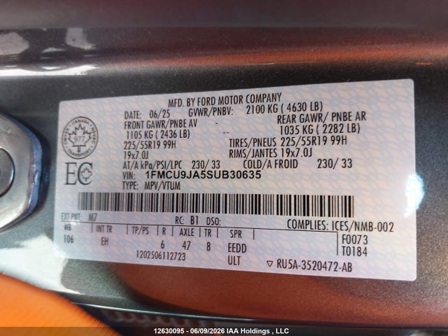 Ford Escape Platinum 2025 1FMCU9JA5SUB30635 Image 9