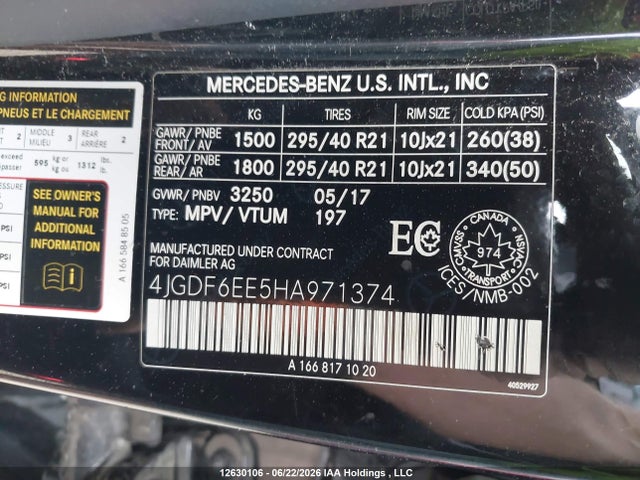 2017 Mercedes-benz Gls 450 4matic მანქანა იყიდება აუქციონზე, vin: 4JGDF6EE5HA971374, აუქციონის ნომერი: 12630106