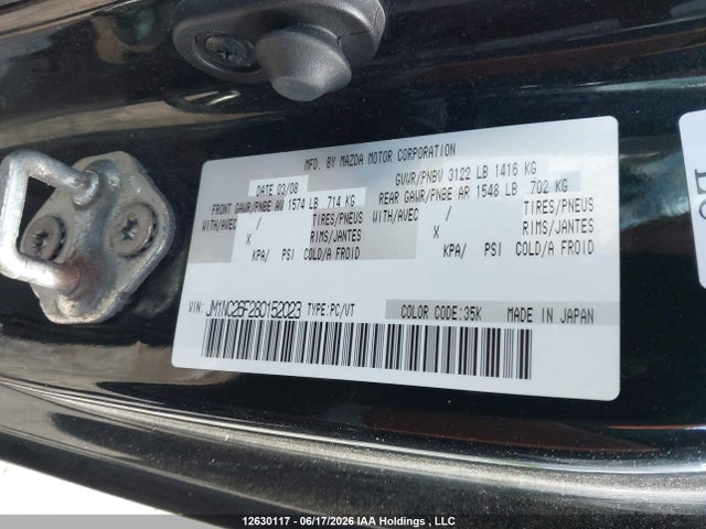 Aukcja sprzedaży 2008 Mazda Miata, vin: JM1NC26F280152023, numer aukcji: 12630117