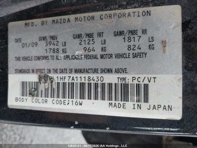 Продажа на аукционе авто 2010 Mazda Mazda3 Gx, vin: JM1BL1HF7A1118430, номер лота: 12630121