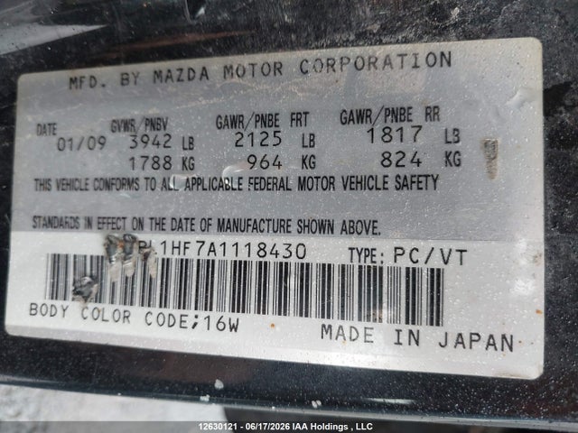 Продажа на аукционе авто 2010 Mazda Mazda3 Gx, vin: JM1BL1HF7A1118430, номер лота: 12630121