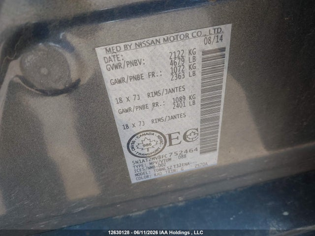 Продаж на аукціоні авто 2015 Nissan Rogue S/sl/sv, vin: 5N1AT2MV8FC752464, номер лоту: 12630128