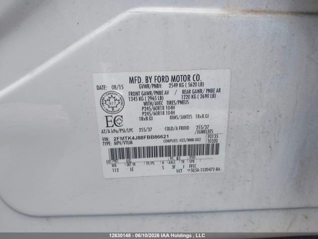 Ford Edge 2015 2FMTK4J88FBB86621 Image 9