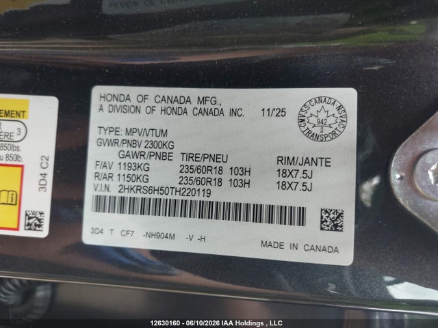 2HKRS6H50TH220119 Honda CR-V HYBRID