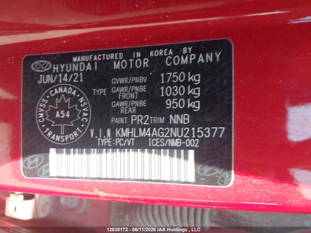 Продаж на аукціоні авто 2022 Hyundai Elantra Preferred Ivt, vin: KMHLM4AG2NU215377, номер лоту: 12630172