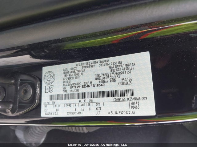 Ford F150 Supercrew 2022 1FTFW1ED4NFB18549 Image 9