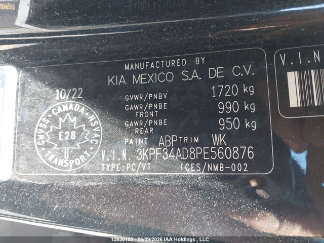 3KPF34AD8PE560876 KIA Forte