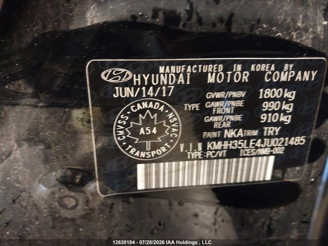 KMHH35LE4JU021485 Hyundai Elantra Gt Gl