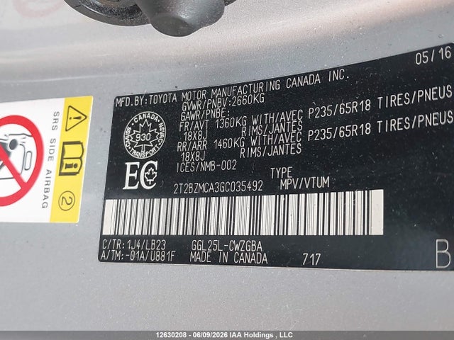 2T2BZMCA3GC035492 Lexus Rx 350/base/f Sport