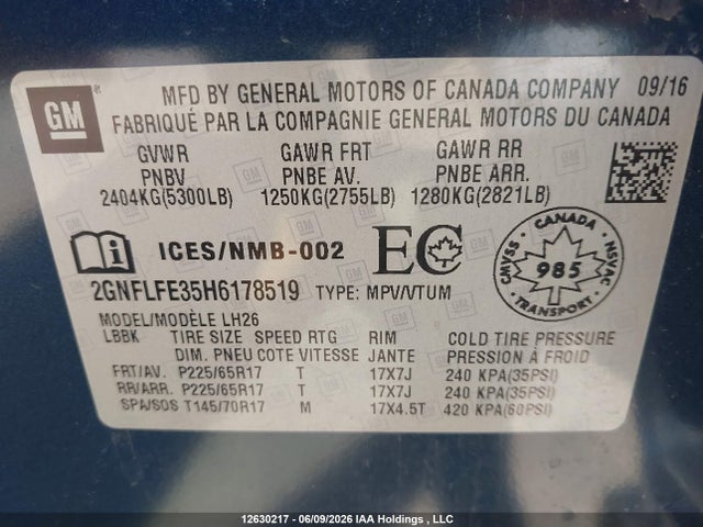 Продаж на аукціоні авто 2017 Chevrolet Equinox 1lt, vin: 2GNFLFE35H6178519, номер лоту: 12630217
