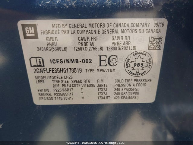 Продаж на аукціоні авто 2017 Chevrolet Equinox 1lt, vin: 2GNFLFE35H6178519, номер лоту: 12630217