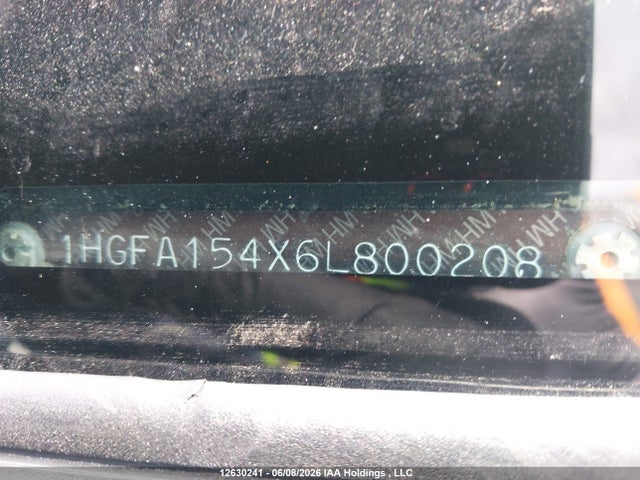 12630241 :رقم المزاد ، 1HGFA154X6L800208 vin ، 2006 Honda Civic Lx مزاد بيع