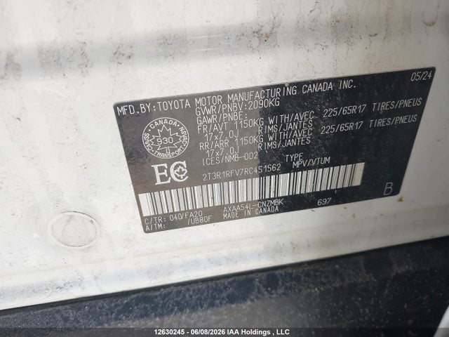 Aukcja sprzedaży 2024 Toyota Rav4 Xle/xle Premium, vin: 2T3R1RFV7RC451562, numer aukcji: 12630245