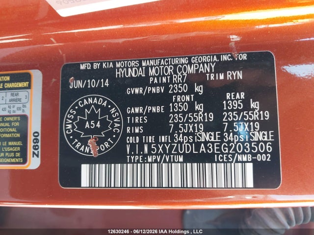 Продаж на аукціоні авто 2014 Hyundai Santa Fe Sport, vin: 5XYZUDLA3EG203506, номер лоту: 12630246