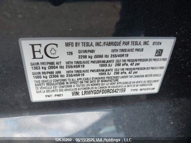 Tesla Model Y Long Range/rwd 2024 LRWYGDFD0RC642159 Image 10