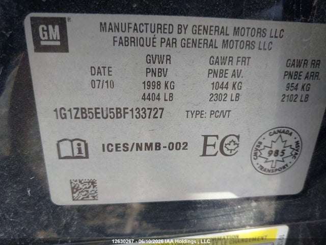 Продаж на аукціоні авто 2011 Chevrolet Malibu Ls, vin: 1G1ZB5EU5BF133727, номер лоту: 12630267