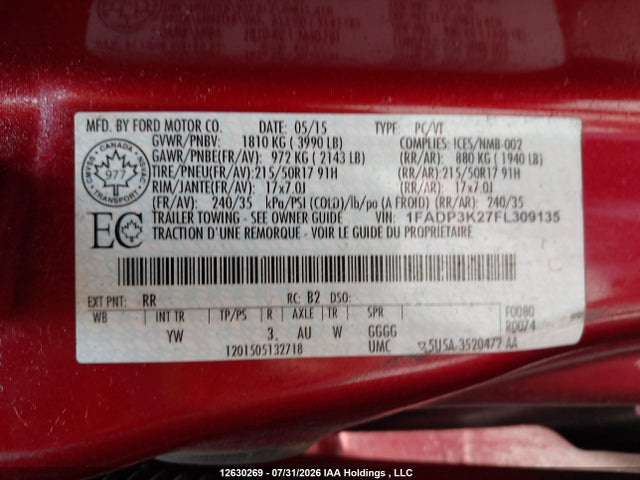 Aukcja sprzedaży 2015 Ford Focus, vin: 1FADP3K27FL309135, numer aukcji: 12630269