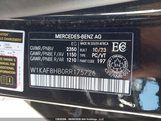 12630286 :رقم المزاد ، W1KAF8HB0RR175726 vin ، 2024 Mercedes-benz Amg C 43 4matic مزاد بيع