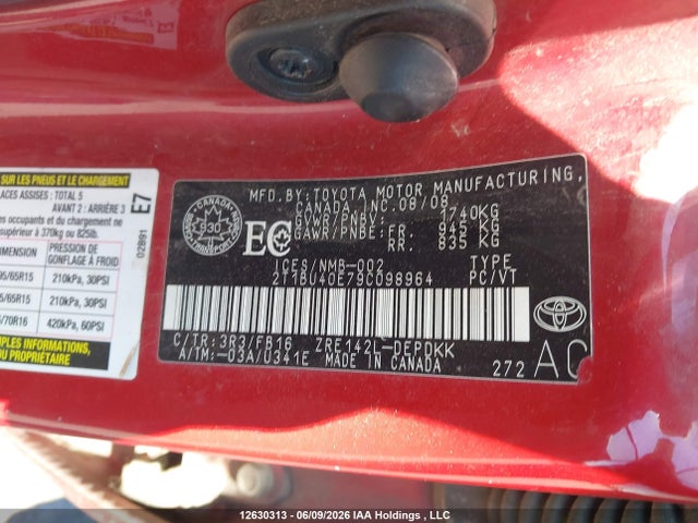 2009 Toyota Corolla მანქანა იყიდება აუქციონზე, vin: 2T1BU40E79C098964, აუქციონის ნომერი: 12630313