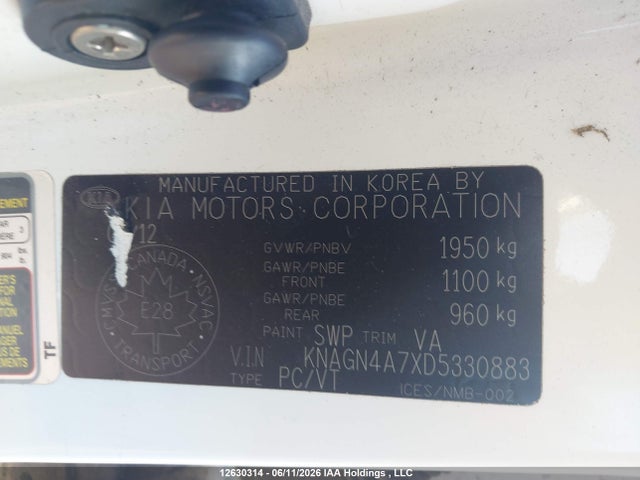 12630314 :رقم المزاد ، KNAGN4A7XD5330883 vin ، 2013 Kia Optima Ex/ex Luxury/ex+ مزاد بيع