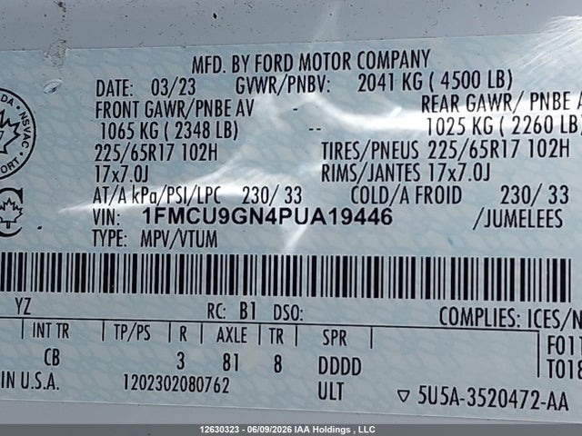 Ford Escape Active 2023 1FMCU9GN4PUA19446 Image 9