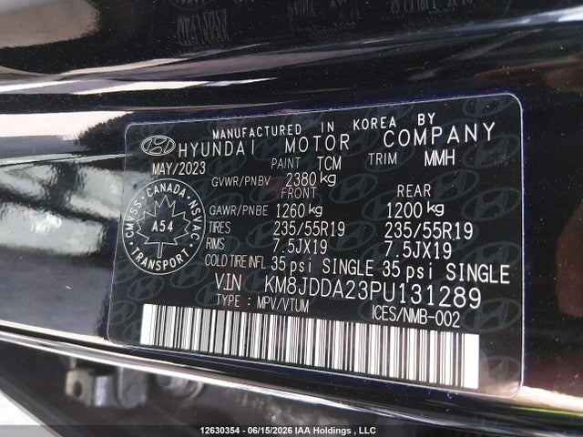 12630354 :رقم المزاد ، KM8JDDA23PU131289 vin ، 2023 Hyundai Tucson Plug-in Hybrid Luxury مزاد بيع