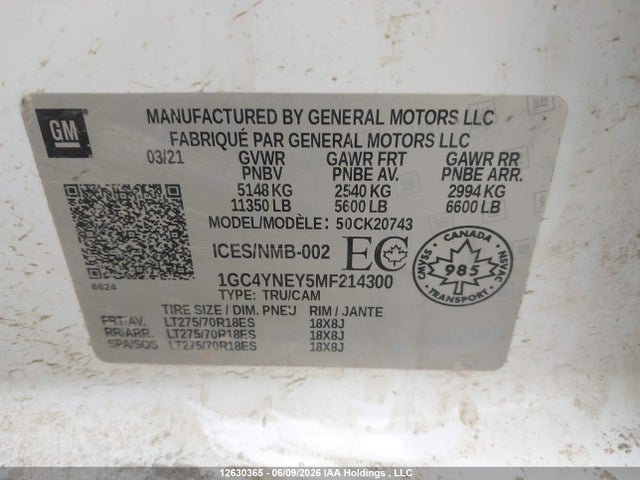 1GC4YNEY5MF214300 Chevrolet Silverado 2500hd Lt