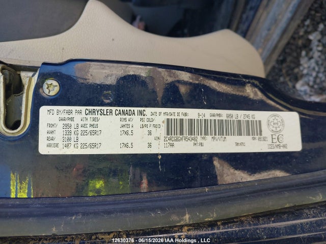 12630376 :رقم المزاد ، 2C4RDGBGXFR543482 vin ، 2015 Dodge Grand Caravan Se/sxt مزاد بيع