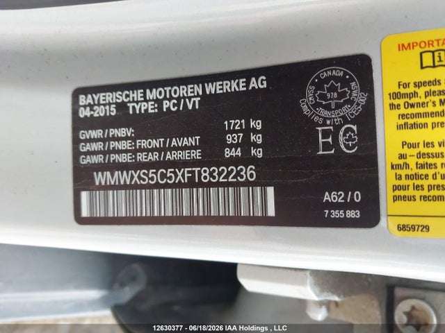 Mini 5 Door Cooper 2015 WMWXS5C5XFT832236 Image 17