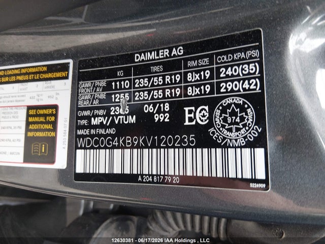 2019 Mercedes-benz Glc 300 4matic მანქანა იყიდება აუქციონზე, vin: WDC0G4KB9KV120235, აუქციონის ნომერი: 12630381